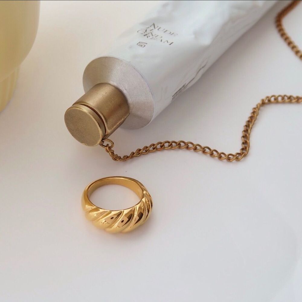 18K Gold Plated Croissant Statement Ring Chunky Band - Picture 2 of 7